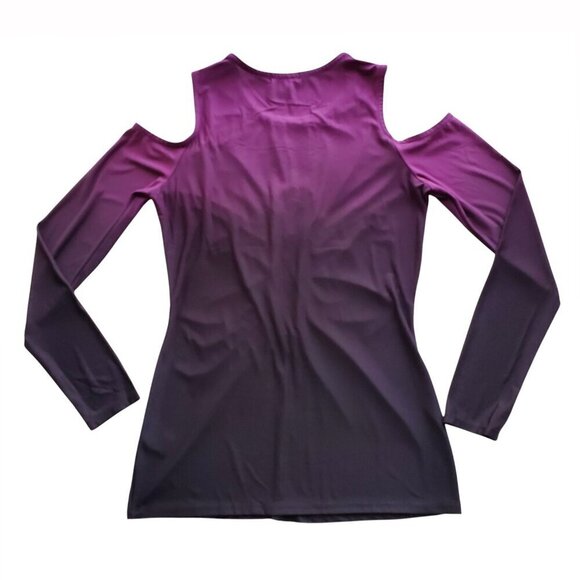 VENUS NWT Blingy Jeweled Ruched Sexy Dressy Top Ombre Cold Shoulder S - Picture 9 of 16